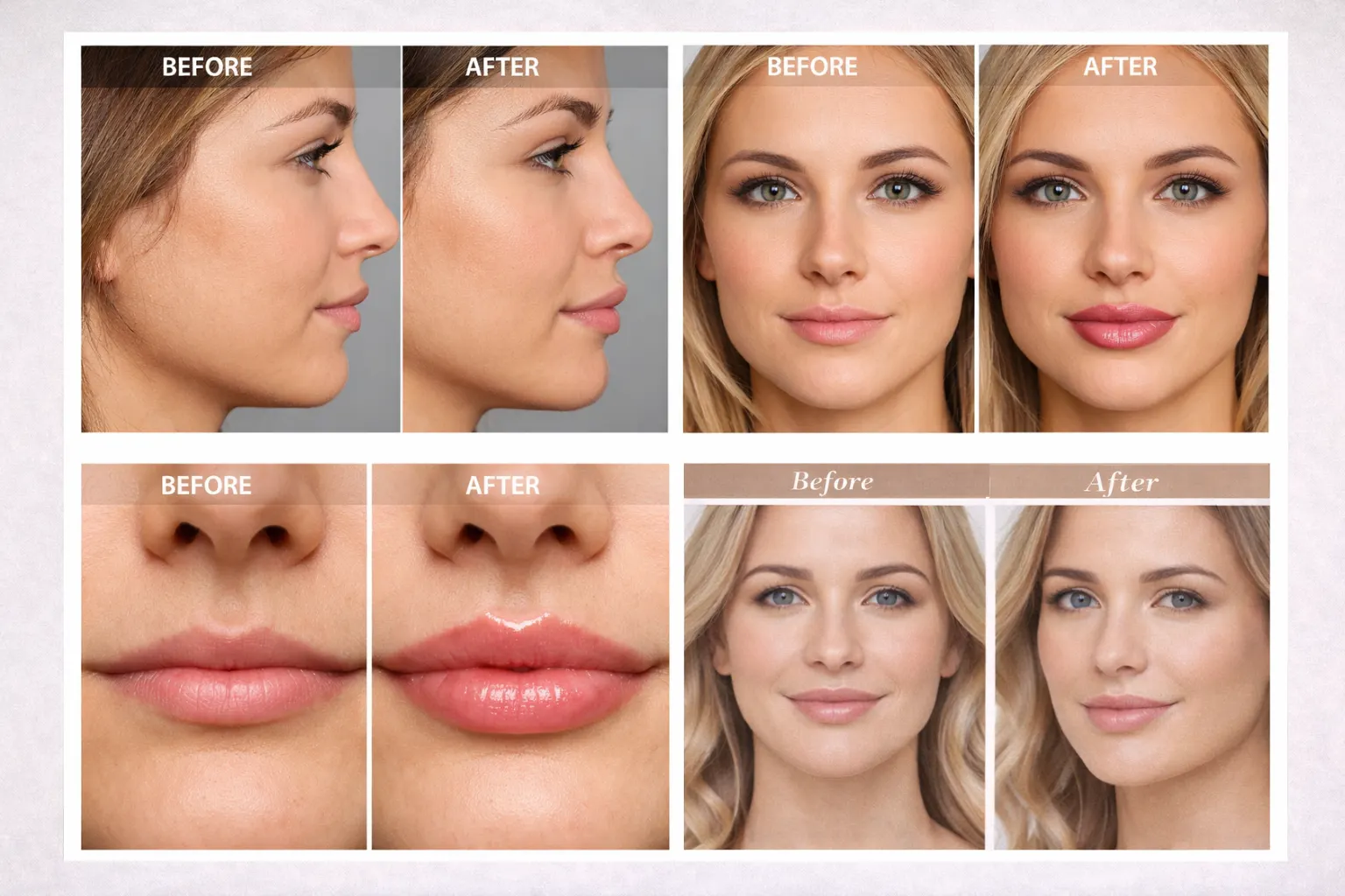 Before and after lip injection pictures showing noticeable improvements in lip fullness, shape, and definition, with clear 'lip injection before and after pics' showcasing subtle enhancements.